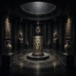 Shadow Constellation Circular Museum Room With One Central Object Black Study Wall Art
