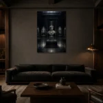 Premium Wall Art Dikey Html Edition – NM3-BLK-SH-V-001 shown in a warm modern interior
