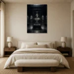 Premium Wall Art Dikey Html Edition – NM3-BLK-SH-V-001 showcased in an elegant minimalist interior