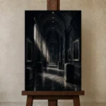 Premium Wall Art Dikey Html Edition – NM3-BLK-SH-V-002 displayed on a studio easel