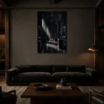 Premium Wall Art Dikey Html Edition – NM3-BLK-SH-V-002 shown in a warm modern interior
