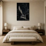 Premium Wall Art Dikey Html Edition – NM3-BLK-SH-V-002 showcased in an elegant minimalist interior