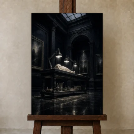 Premium Wall Art Dikey Html Edition – NM3-BLK-SH-V-004 displayed on a studio easel