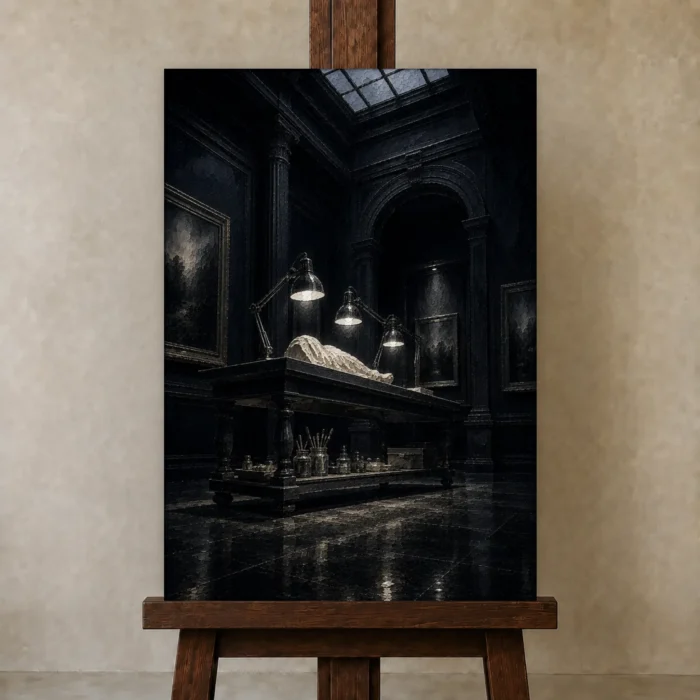 Premium Wall Art Dikey Html Edition – NM3-BLK-SH-V-004 displayed on a studio easel