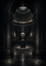 Shadow Ascent Circular Museum Room With One Central Object Black Study Wall Art