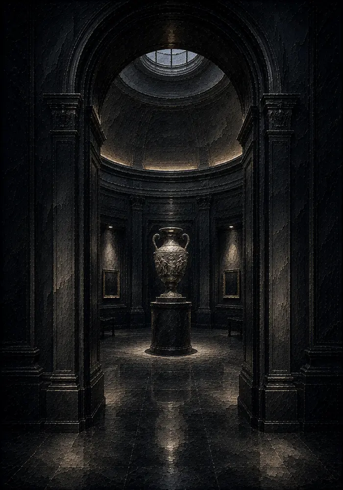 Shadow Ascent Circular Museum Room With One Central Object Black Study Wall Art