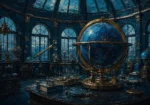 Azure Procession Celestial Globe Blue Home Office Wall Art
