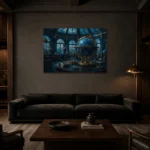 Premium Wall Art Yatay Html Edition – NM3-BLU-AI-H-001 shown in a warm modern interior