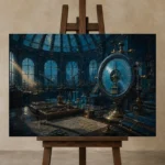 Premium Wall Art Yatay Html Edition – NM3-BLU-AI-H-002 displayed on a studio easel