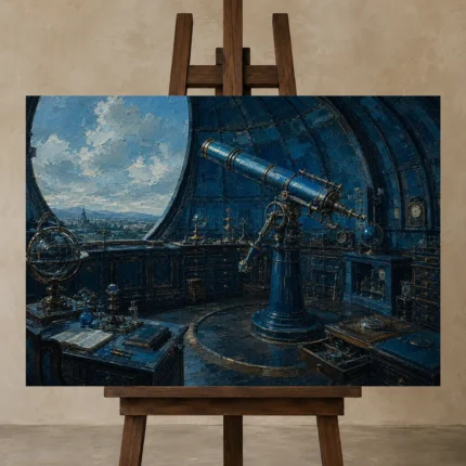 Premium Wall Art Yatay Html Edition – NM3-BLU-AI-H-003 displayed on a studio easel