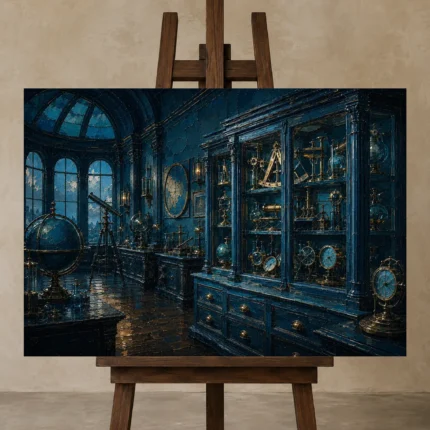 Premium Wall Art Yatay Html Edition – NM3-BLU-AI-H-004 displayed on a studio easel