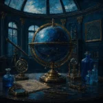 Azure Cabinet Celestial Globe Blue Home Office Wall Art