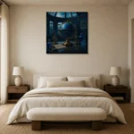 Premium Wall Art Kare Html Edition – NM3-BLU-AI-S-001 showcased in an elegant minimalist interior