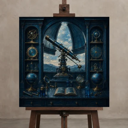 Premium Wall Art Kare Html Edition – NM3-BLU-AI-S-003 displayed on a studio easel