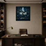 Premium Wall Art Kare Html Edition – NM3-BLU-AI-S-003 displayed in a contemporary gallery-inspired room