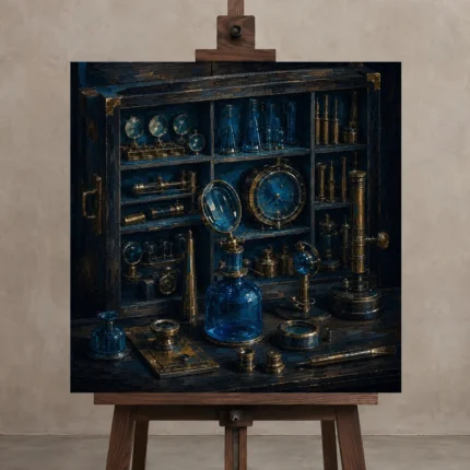 Premium Wall Art Kare Html Edition – NM3-BLU-AI-S-004 displayed on a studio easel