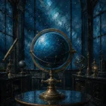 Azure Sentinel Celestial Globe Blue Home Office Wall Art