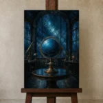Premium Wall Art Dikey Html Edition – NM3-BLU-AI-V-001 displayed on a studio easel