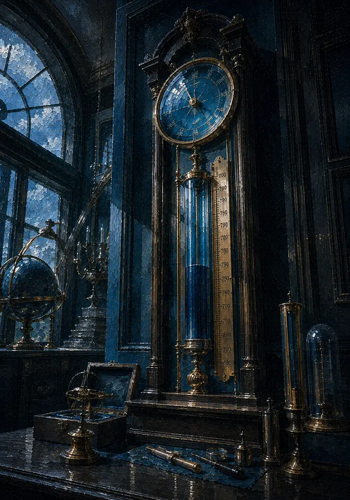 Azure Threshold Blue Glass Barometer Blue Study Wall Art