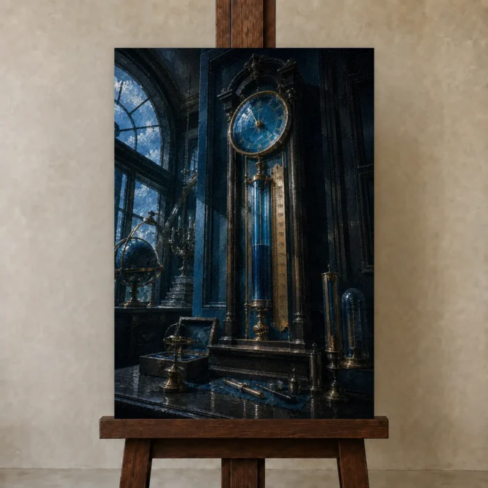 Premium Wall Art Dikey Html Edition – NM3-BLU-AI-V-002 displayed on a studio easel