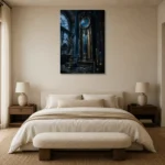 Premium Wall Art Dikey Html Edition – NM3-BLU-AI-V-002 showcased in an elegant minimalist interior