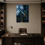 Premium Wall Art Dikey Html Edition – NM3-BLU-AI-V-003 displayed in a contemporary gallery-inspired room