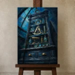 Premium Wall Art Dikey Html Edition – NM3-BLU-AI-V-004 displayed on a studio easel