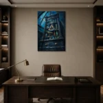 Premium Wall Art Dikey Html Edition – NM3-BLU-AI-V-004 displayed in a contemporary gallery-inspired room