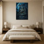 Premium Wall Art Dikey Html Edition – NM3-BLU-AI-V-004 showcased in an elegant minimalist interior