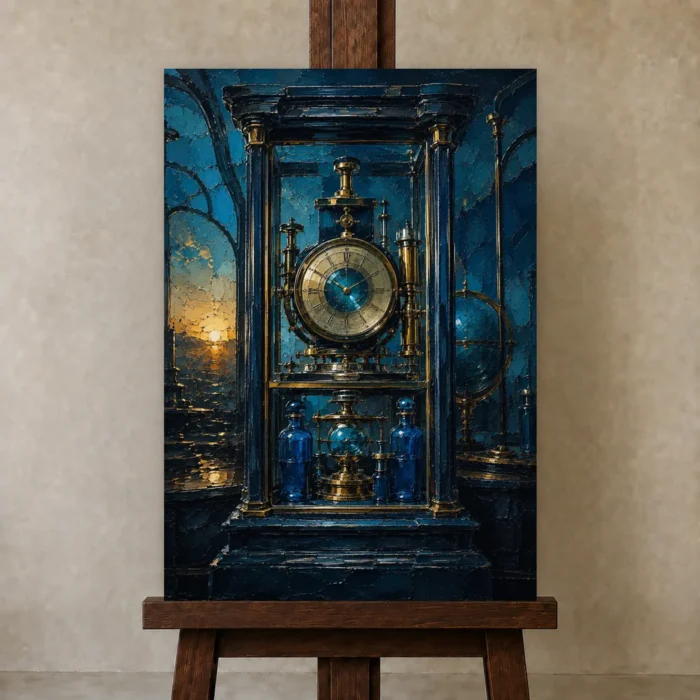 Premium Wall Art Dikey Html Edition – NM3-BLU-AI-V-005 displayed on a studio easel