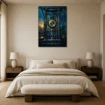 Premium Wall Art Dikey Html Edition – NM3-BLU-AI-V-005 showcased in an elegant minimalist interior