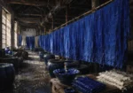 Indigo Procession Long Bolt Of Indigo Fabric Blue Bedroom Wall Art