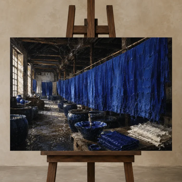 Premium Wall Art Yatay Html Edition – NM3-BLU-ID-H-001 displayed on a studio easel