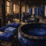Indigo Salon Deep Ceramic Dye Vat Blue Living Room Wall Art