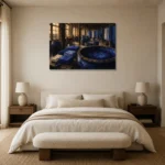 Premium Wall Art Yatay Html Edition – NM3-BLU-ID-H-002 showcased in an elegant minimalist interior