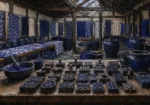 Indigo Chronicle Wooden Printing Blocks Blue Bedroom Wall Art