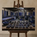 Premium Wall Art Yatay Html Edition – NM3-BLU-ID-H-003 displayed on a studio easel