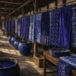 Indigo Interlude Suspended Row Of Patterned Blue Textiles Blue Home Office Wall Art