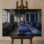 Premium Wall Art Yatay Html Edition – NM3-BLU-ID-H-005 displayed on a studio easel