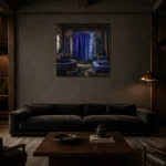 Premium Wall Art Kare Html Edition – NM3-BLU-ID-S-001 shown in a warm modern interior