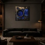 Premium Wall Art Kare Html Edition – NM3-BLU-ID-S-002 shown in a warm modern interior