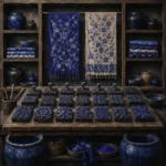 Indigo Ritual Wooden Printing Blocks Blue Bedroom Wall Art
