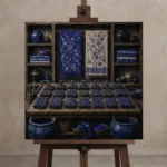 Premium Wall Art Kare Html Edition – NM3-BLU-ID-S-003 displayed on a studio easel