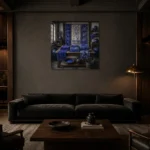 Premium Wall Art Kare Html Edition – NM3-BLU-ID-S-005 shown in a warm modern interior