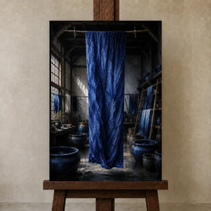 Premium Wall Art Dikey Html Edition – NM3-BLU-ID-V-001 displayed on a studio easel