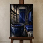 Premium Wall Art Dikey Html Edition – NM3-BLU-ID-V-002 displayed on a studio easel