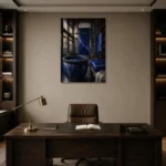 Premium Wall Art Dikey Html Edition – NM3-BLU-ID-V-002 displayed in a contemporary gallery-inspired room