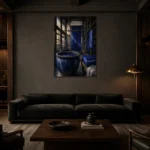 Premium Wall Art Dikey Html Edition – NM3-BLU-ID-V-002 shown in a warm modern interior