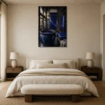 Premium Wall Art Dikey Html Edition – NM3-BLU-ID-V-002 showcased in an elegant minimalist interior