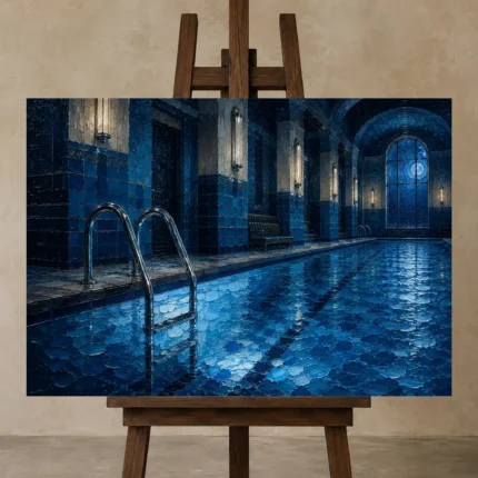 Premium Wall Art Yatay Html Edition – NM3-BLU-MP-H-003 displayed on a studio easel